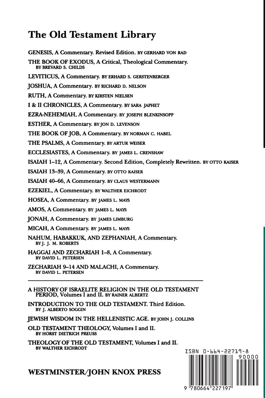 Rückseite: 9780664227197 | A History of Israelite Religion, Volume 1 | Rainer Albertz | Buch