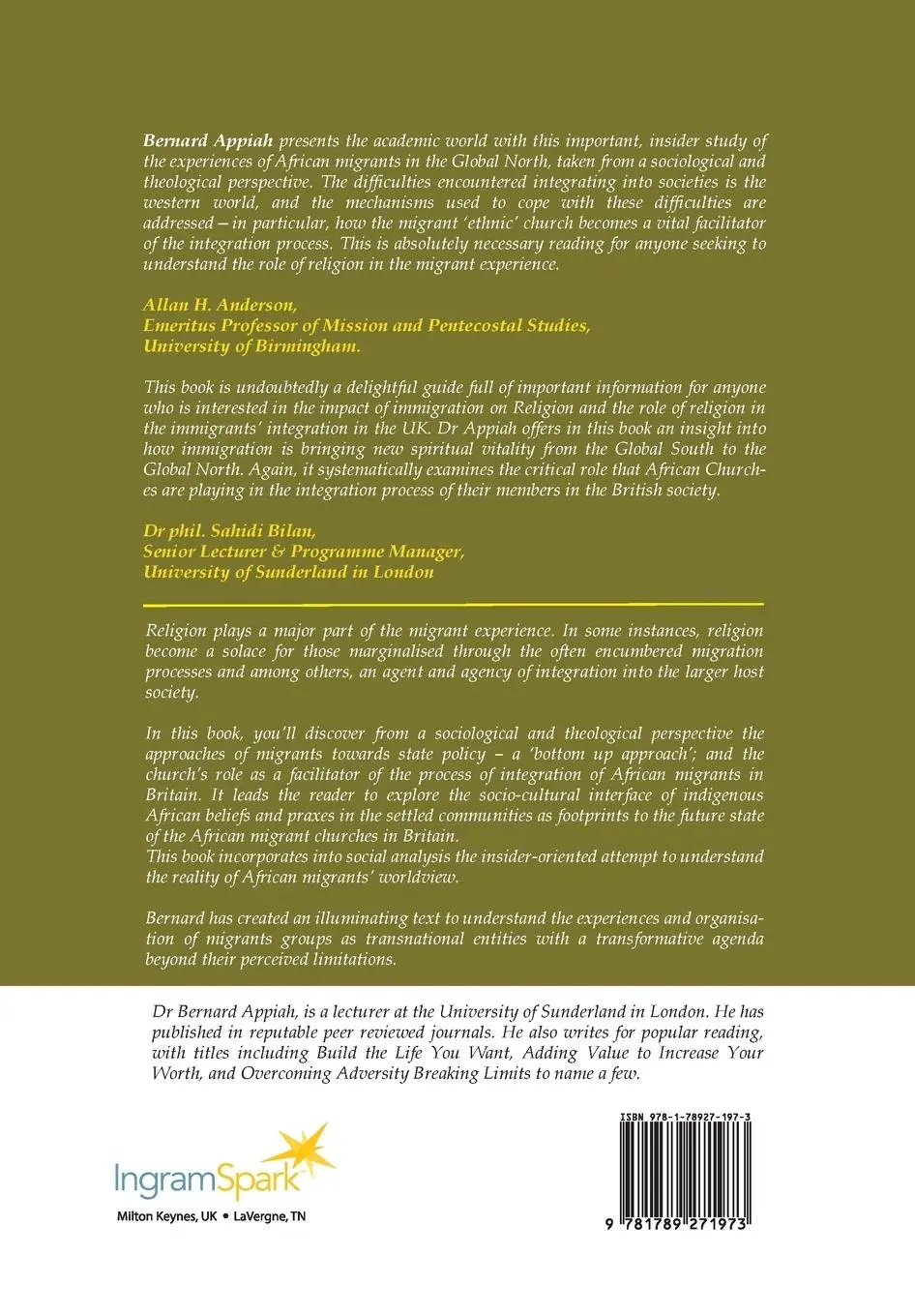 Rückseite: 9781789727197 | A Socio-theological Approach to Migration and Integration | Appiah