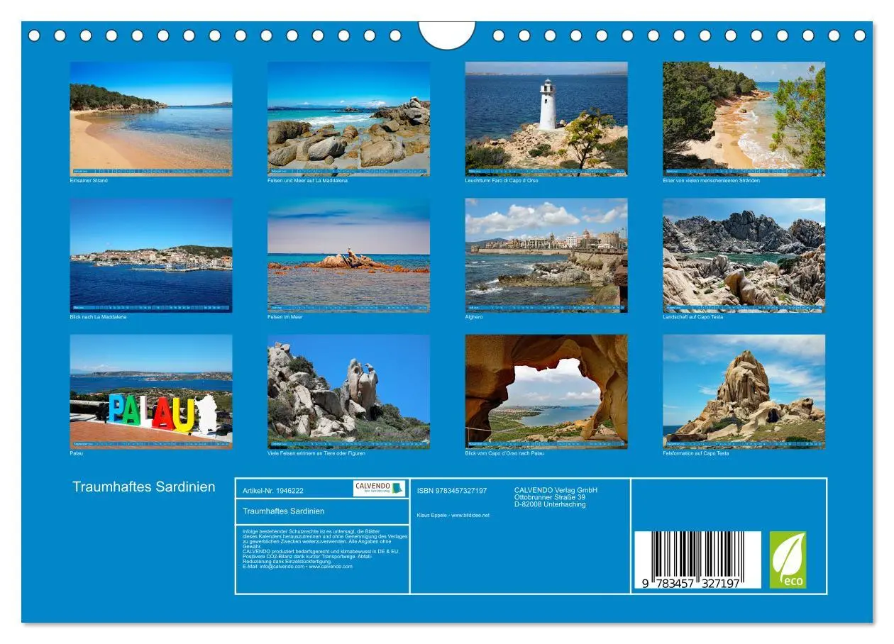 Bild: 9783457327197 | Traumhaftes Sardinien (Wandkalender 2026 DIN A4 quer), CALVENDO...