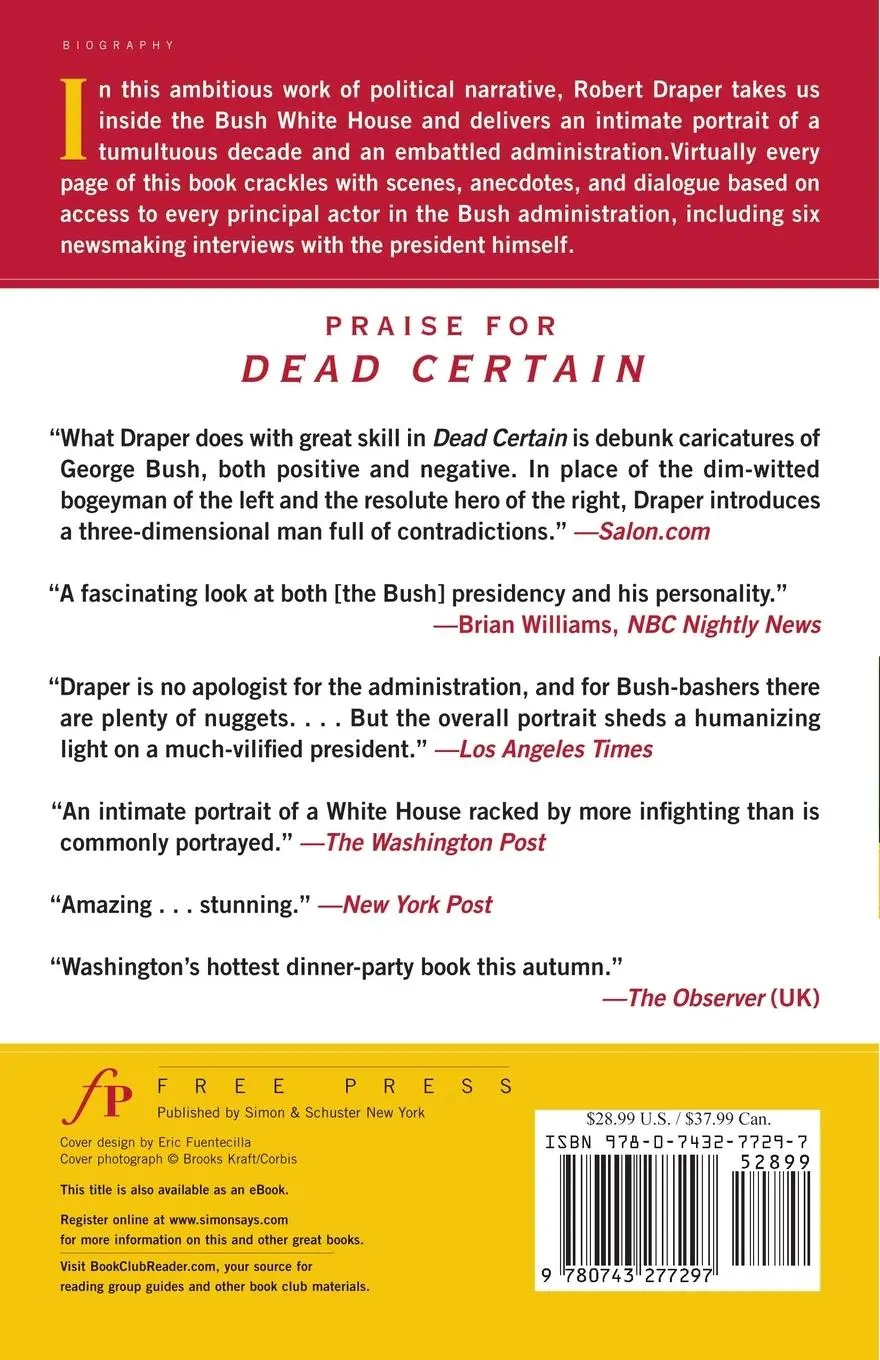 Rückseite: 9780743277297 | Dead Certain | The Presidency of George W. Bush | Draper (u. a.)
