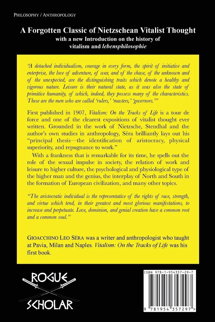 Rückseite: 9781954357297 | Vitalism | On the Tracks of Life | Gioacchino Leo Séra | Taschenbuch