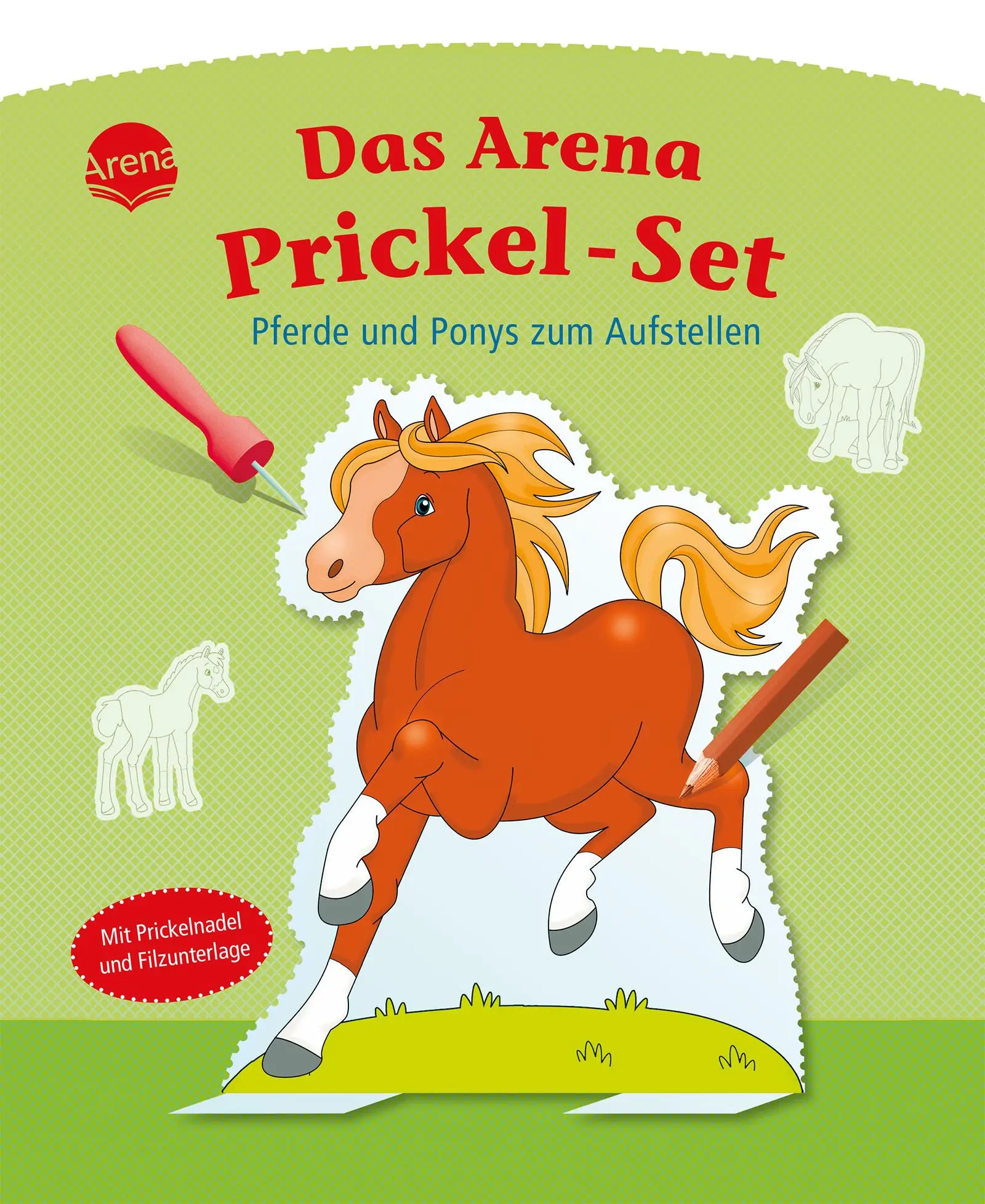 Cover: 9783401707297 | Das Arena Prickel-Set. Pferde und Ponys zum Aufstellen | Anita Engelen