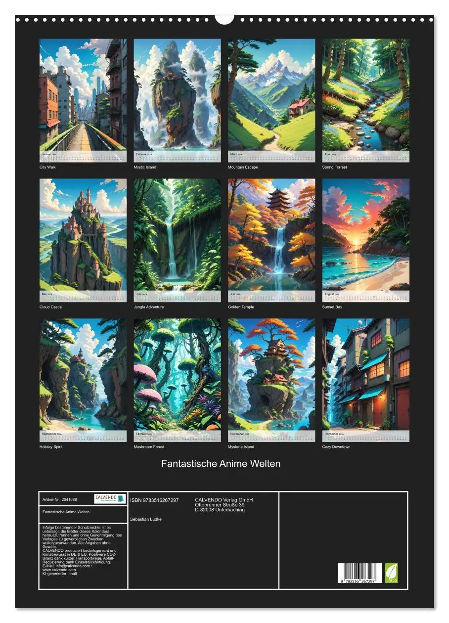 Bild: 9783516267297 | Fantastische Anime Welten (Wandkalender 2026 DIN A2 hoch), CALVENDO...