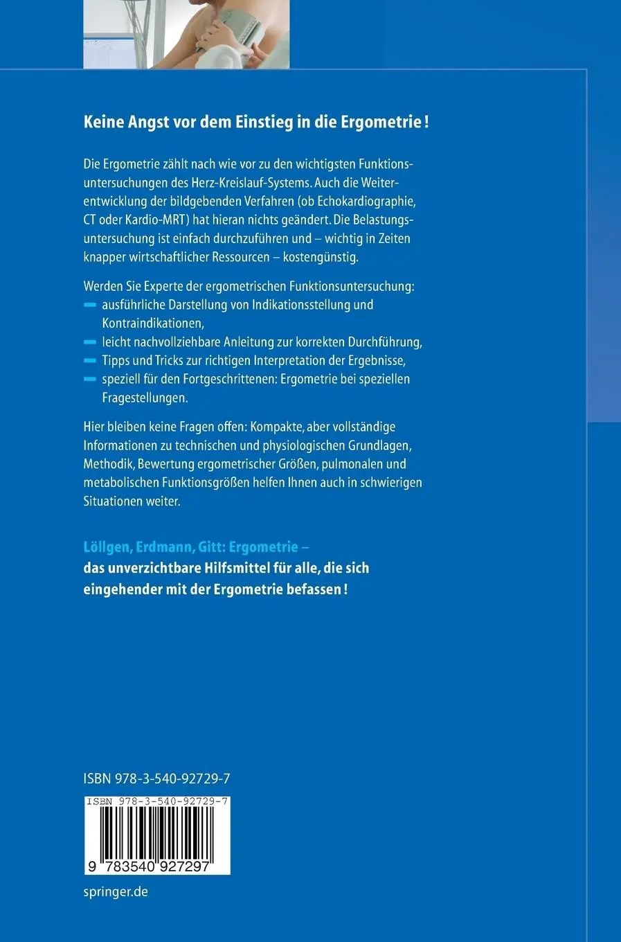 Rückseite: 9783540927297 | Ergometrie | Belastungsuntersuchungen in Klinik und Praxis | Buch