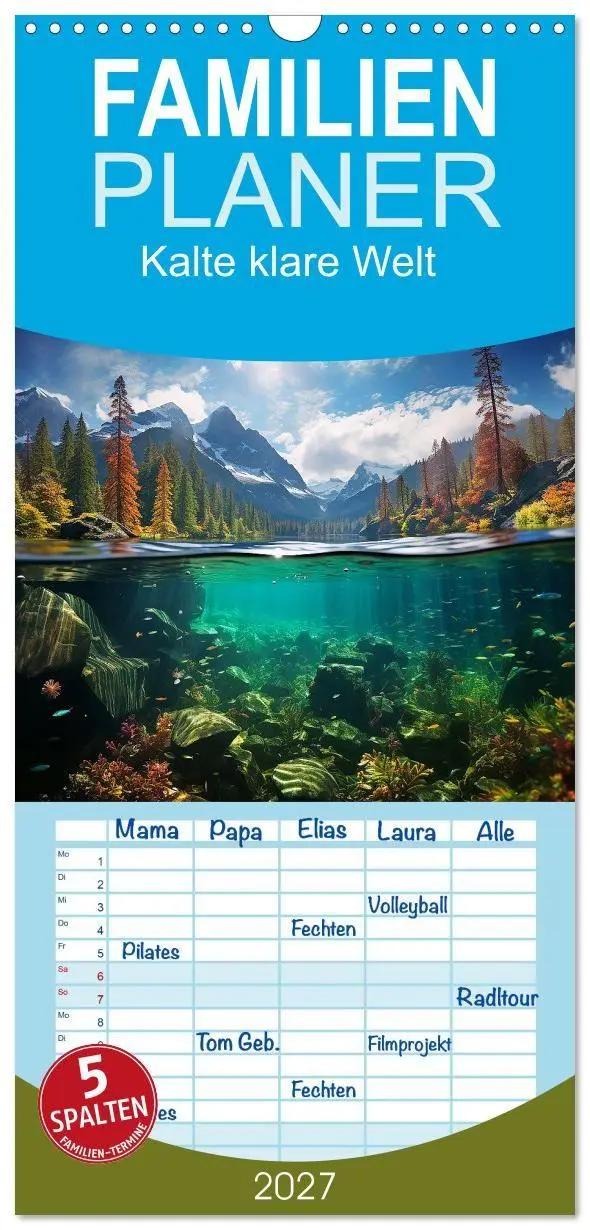 Cover: 9783594317297 | Familienplaner 2027 - Kalte klare Welt mit 5 Spalten (Wandkalender,...