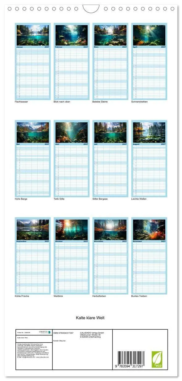 Bild: 9783594317297 | Familienplaner 2027 - Kalte klare Welt mit 5 Spalten (Wandkalender,...
