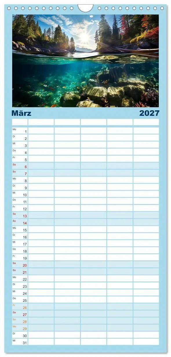 Bild: 9783594317297 | Familienplaner 2027 - Kalte klare Welt mit 5 Spalten (Wandkalender,...