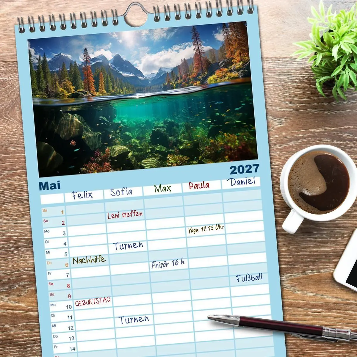 Bild: 9783594317297 | Familienplaner 2027 - Kalte klare Welt mit 5 Spalten (Wandkalender,...