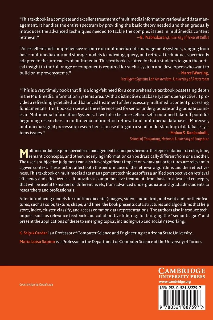 Rückseite: 9780521887397 | Data Management for Multimedia Retrieval | K. Selcuk Candan (u. a.)