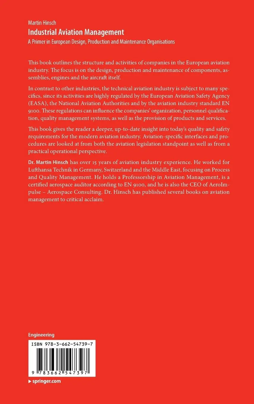 Rückseite: 9783662547397 | Industrial Aviation Management | Martin Hinsch | Buch | xxi | Englisch