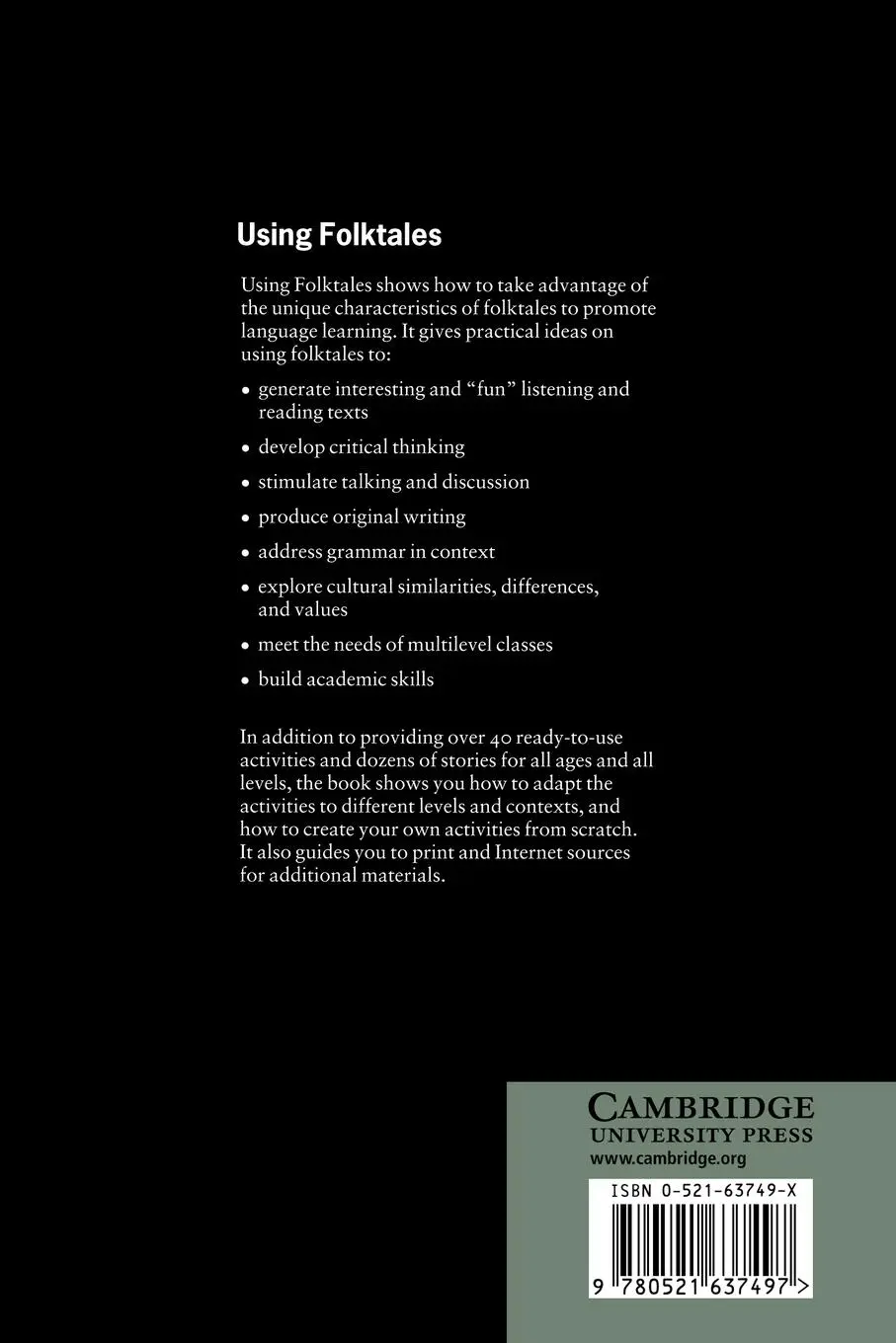 Rückseite: 9780521637497 | Using Folktales | Eric K. Taylor (u. a.) | Taschenbuch | Englisch