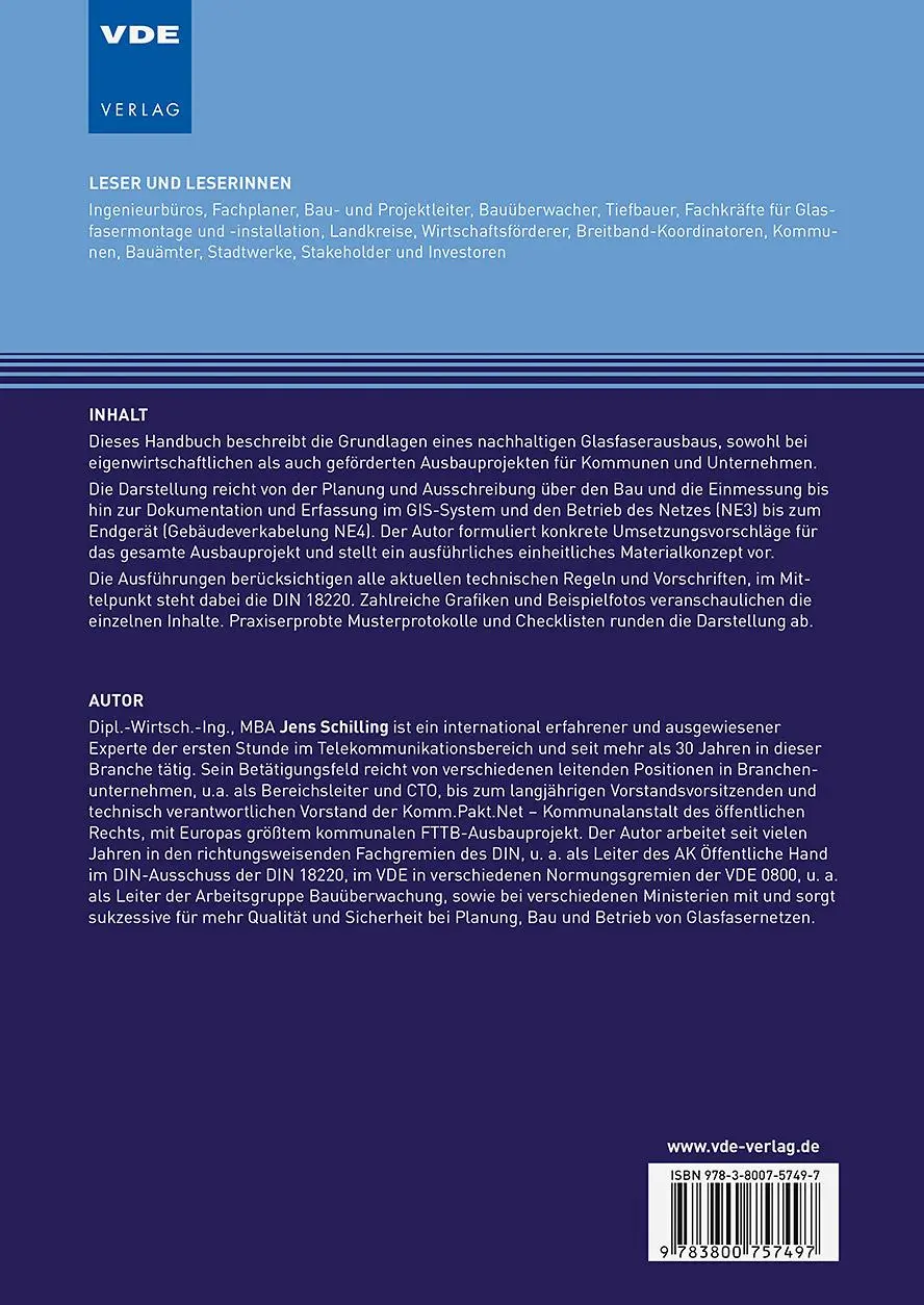 Rückseite: 9783800757497 | Nachhaltiger FTTx-Glasfaserausbau | Jens Schilling | Taschenbuch