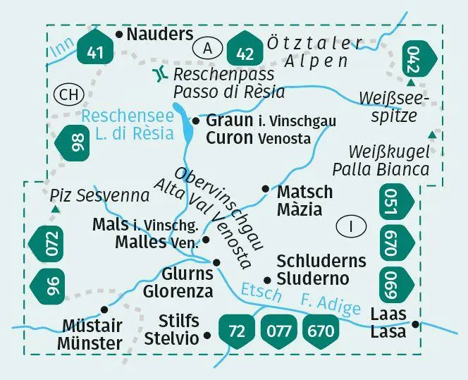 Bild: 9783991217497 | KOMPASS Wanderkarte 041 Obervinschgau / Alta Val Venosta 1:25.000