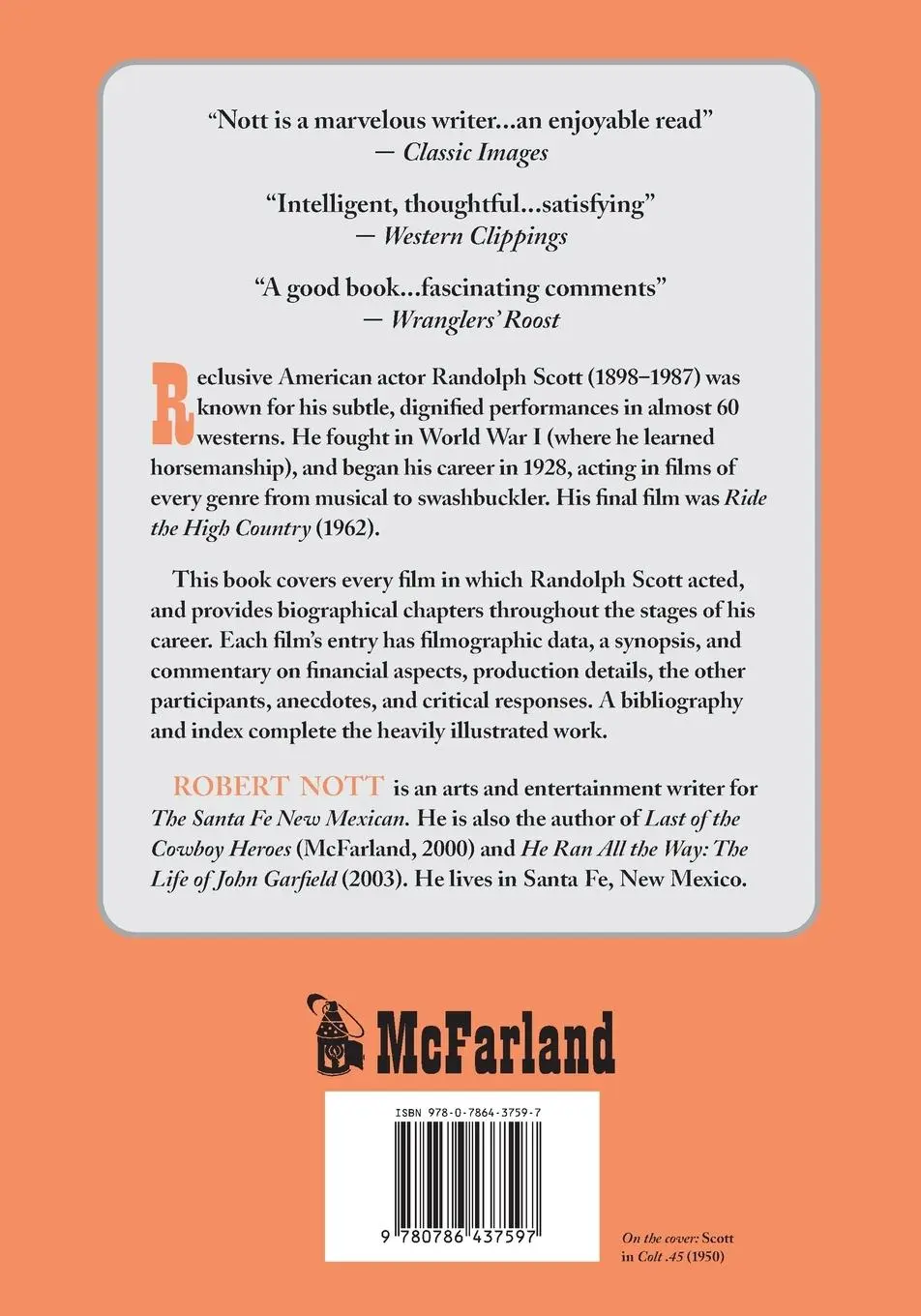 Rückseite: 9780786437597 | The Films of Randolph Scott | Robert Nott | Taschenbuch | Englisch