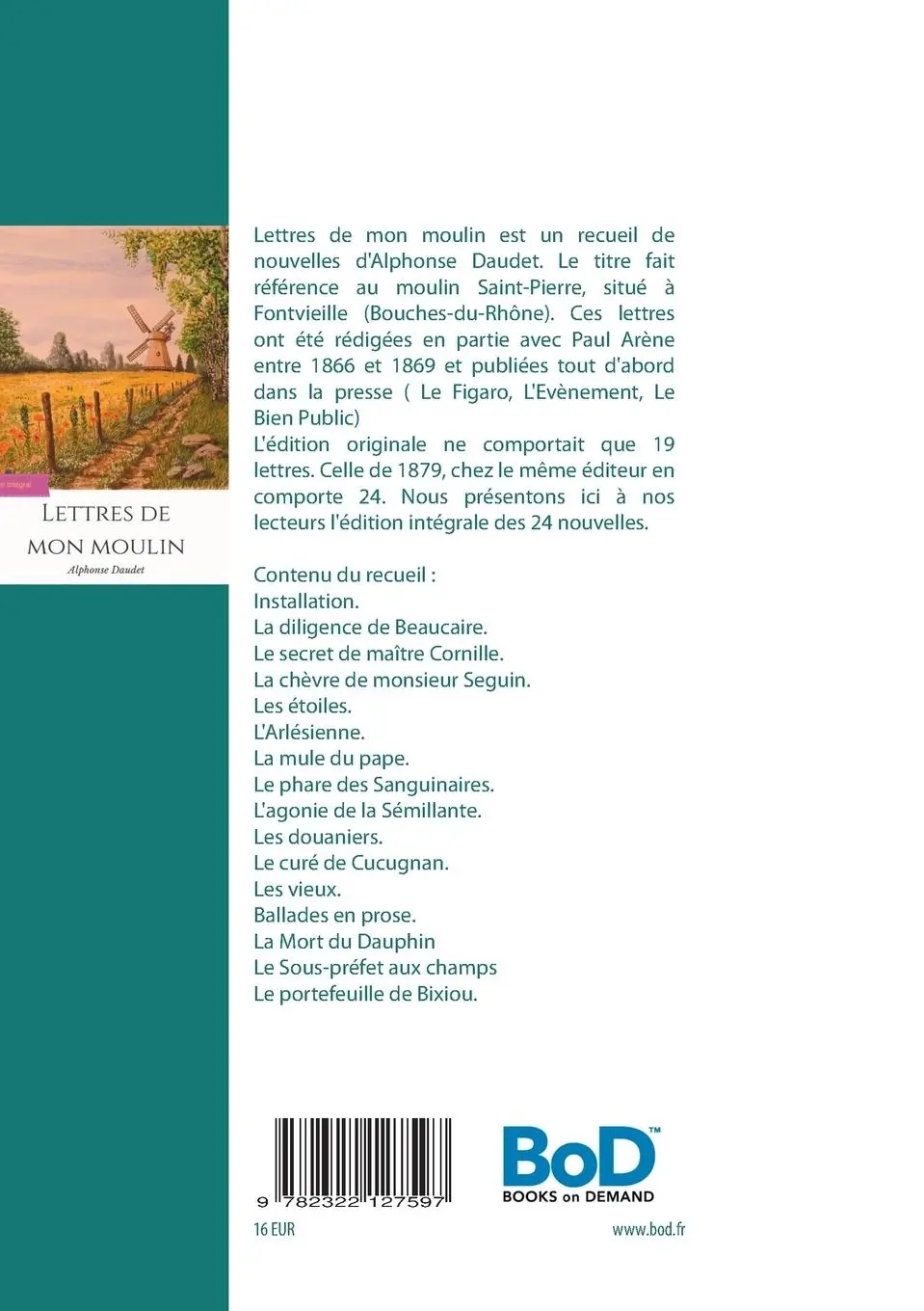 Rückseite: 9782322127597 | Lettres de mon moulin | Alphonse Daudet | Taschenbuch | Paperback
