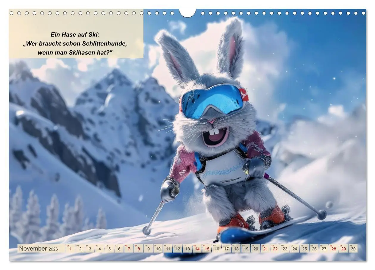 Bild: 9783457387597 | Tierisch lustige Skifahrer (Wandkalender 2026 DIN A3 quer),...
