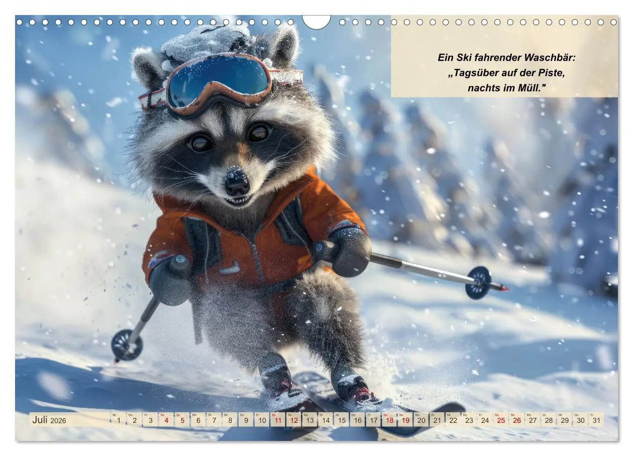 Bild: 9783457387597 | Tierisch lustige Skifahrer (Wandkalender 2026 DIN A3 quer),...
