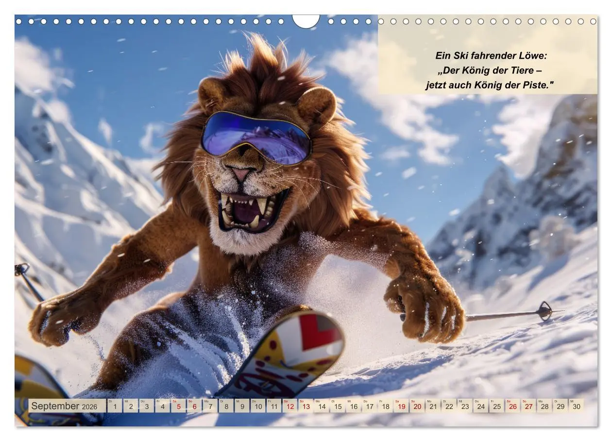 Bild: 9783457387597 | Tierisch lustige Skifahrer (Wandkalender 2026 DIN A3 quer),...
