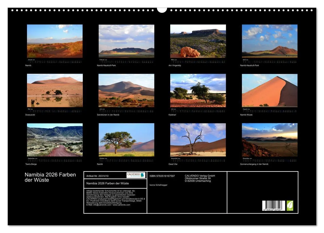 Bild: 9783516167597 | Namibia 2026 Farben der Wüste (Wandkalender 2026 DIN A2 quer),...