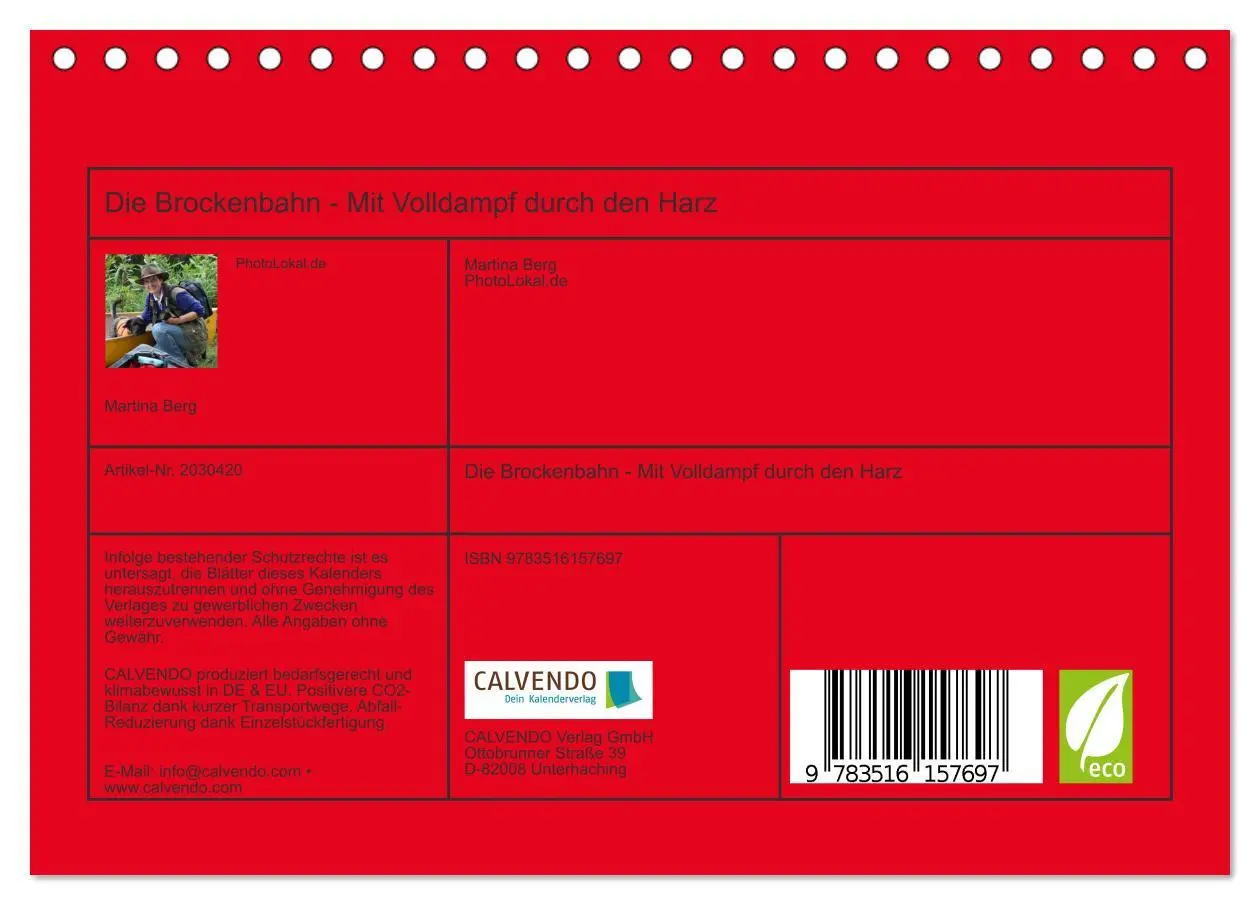 Bild: 9783516157697 | Die Brockenbahn - Mit Volldampf durch den Harz (Tischkalender 2026...