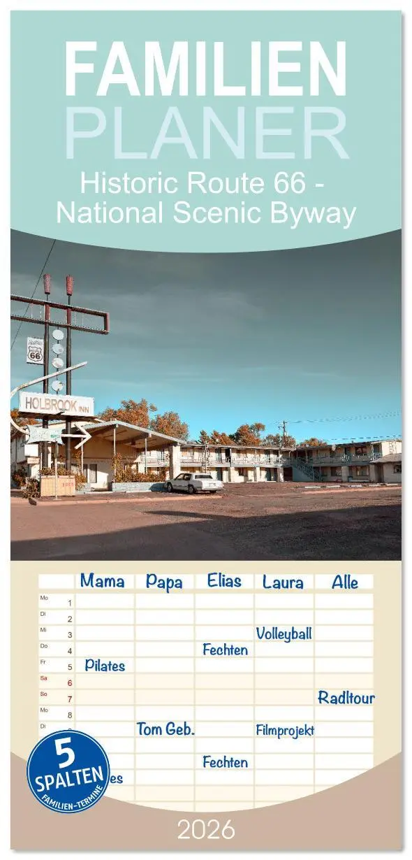 Cover: 9783516607697 | Familienplaner 2026 - Historic Route 66 - National Scenic Byway mit...