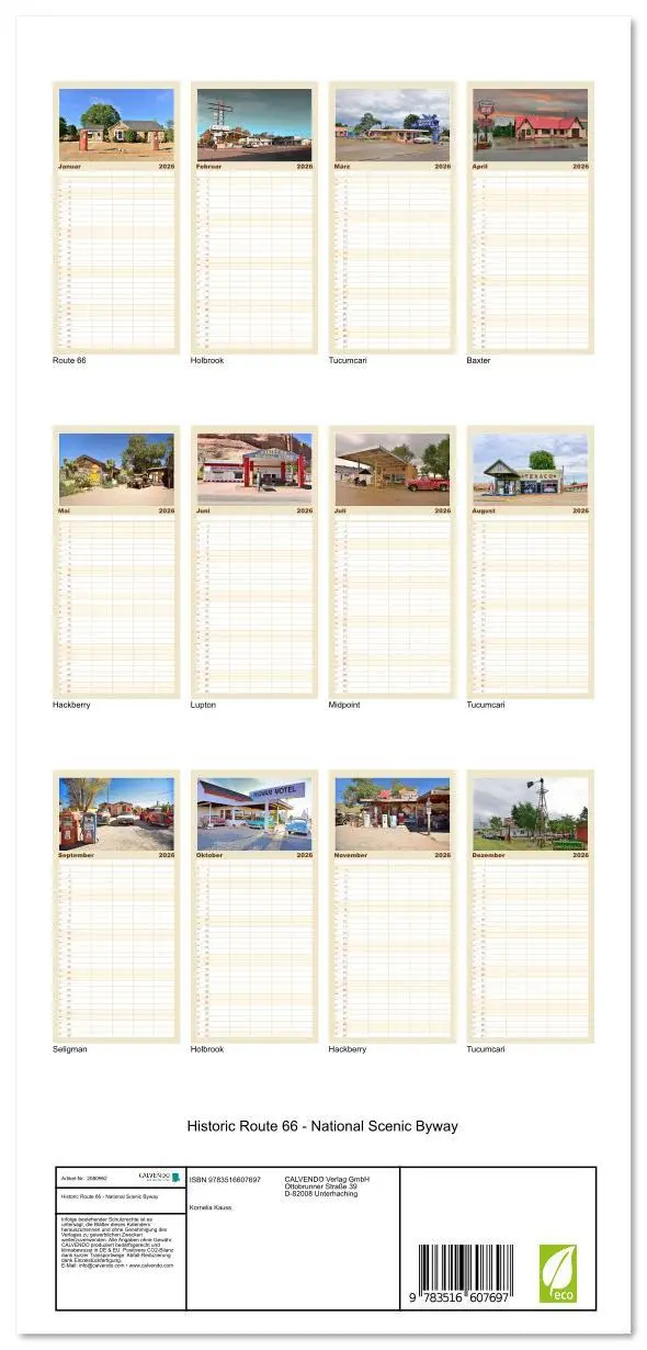 Bild: 9783516607697 | Familienplaner 2026 - Historic Route 66 - National Scenic Byway mit...