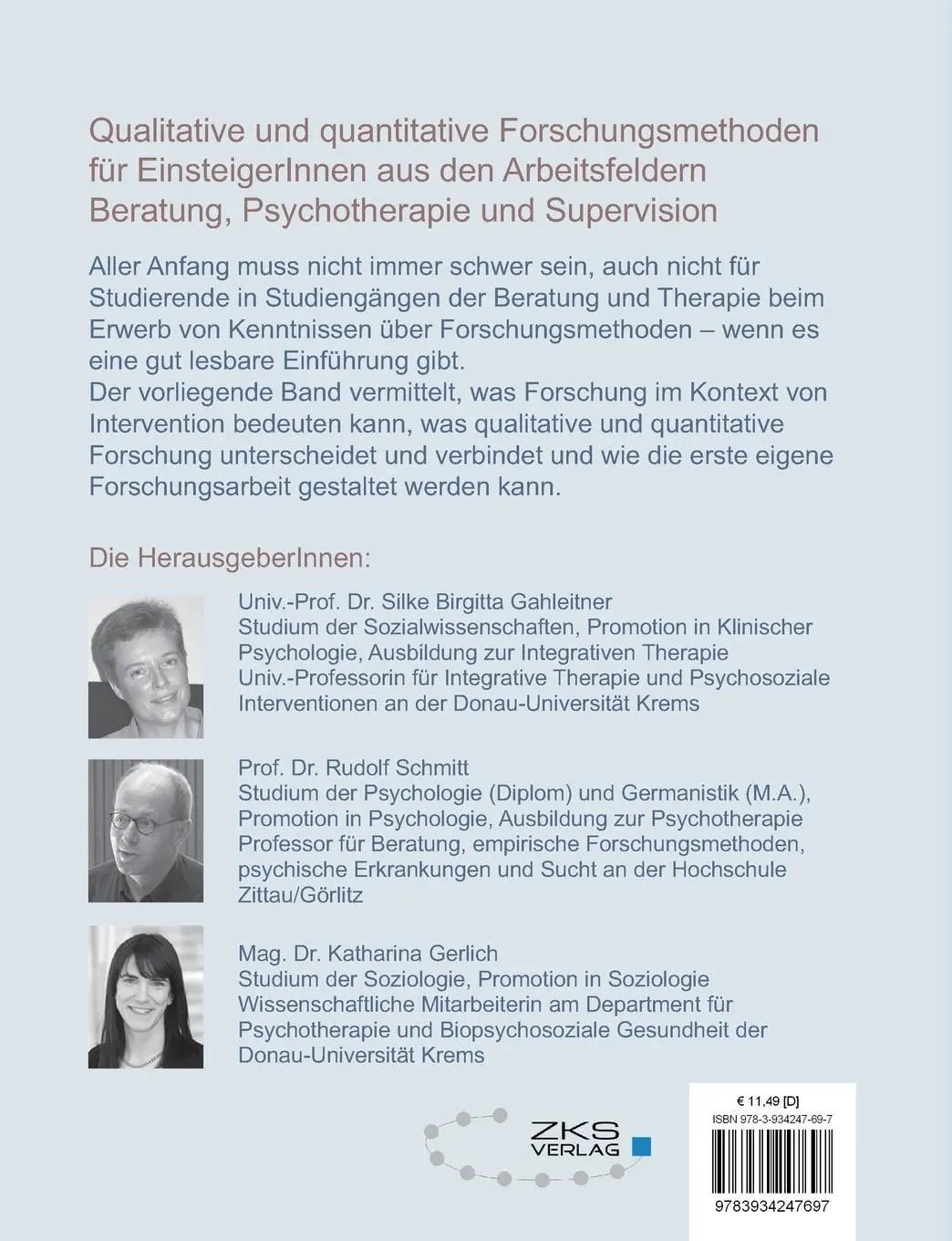 Rückseite: 9783934247697 | Quantitative und qualitative Forschungsmethoden | Gahleitner (u. a.)