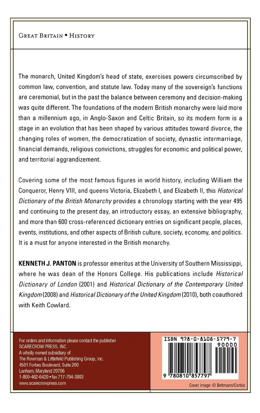 Rückseite: 9780810857797 | Historical Dictionary of the British Monarchy | Kenneth J. Panton