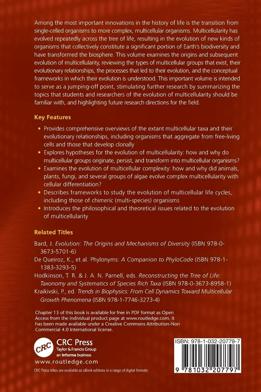 Rückseite: 9781032207797 | The Evolution of Multicellularity | Matthew D. Herron (u. a.) | Buch