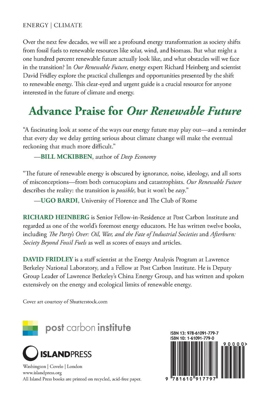 Rückseite: 9781610917797 | Our Renewable Future | Laying the Path for 100% Clean Energy | Buch