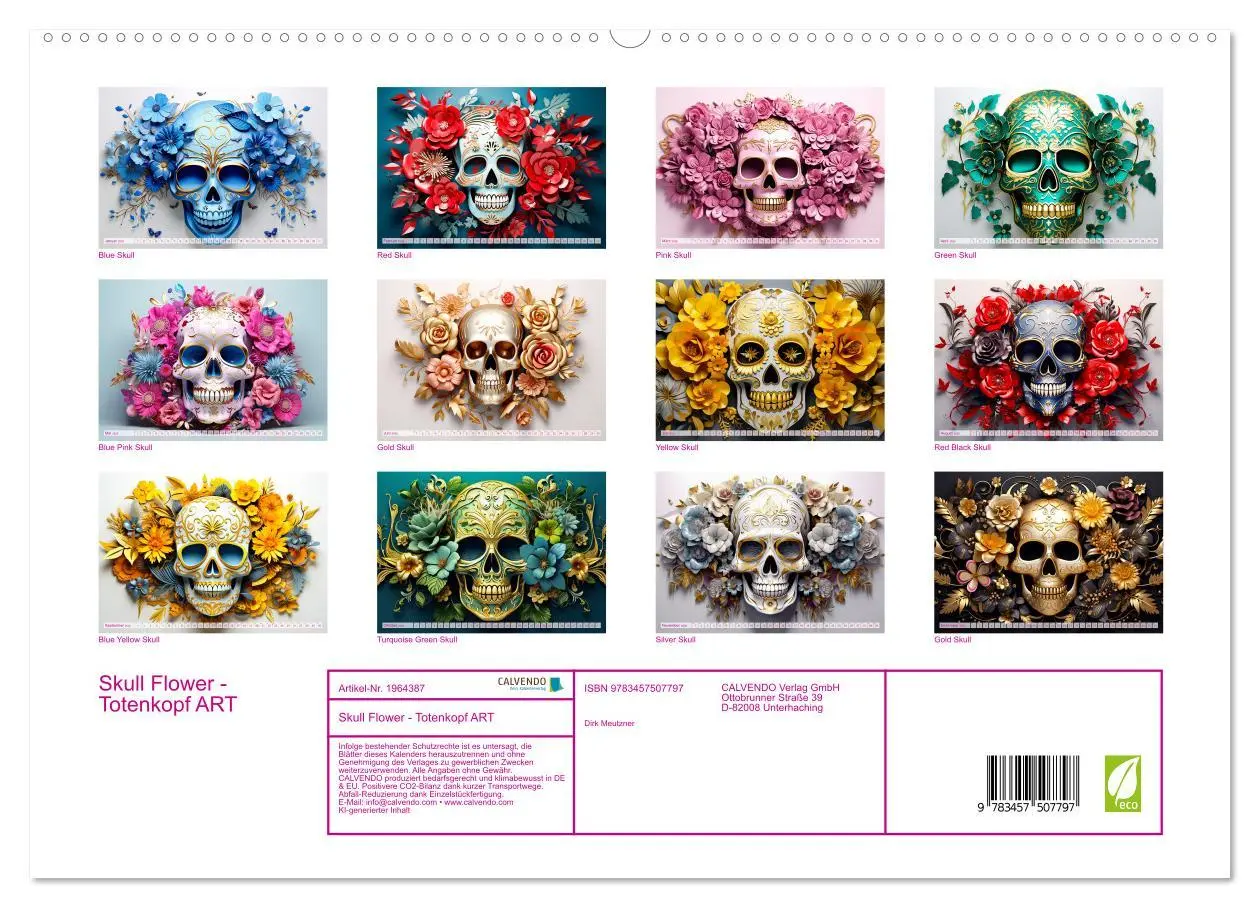 Bild: 9783457507797 | Skull Flower - Totenkopf ART (hochwertiger Premium Wandkalender...