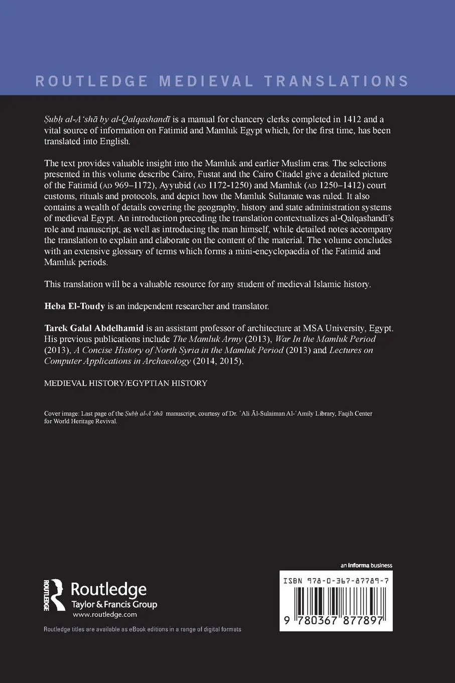 Rückseite: 9780367877897 | Selections from Subh al-A'sh¿ by al-Qalqashandi, Clerk of the...