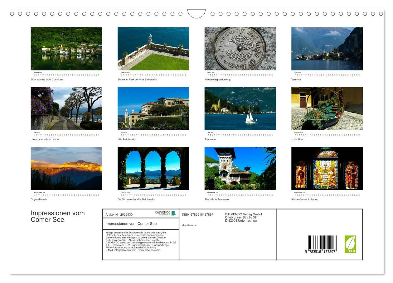 Bild: 9783516137897 | Impressionen vom Comer See (Wandkalender 2026 DIN A3 quer),...