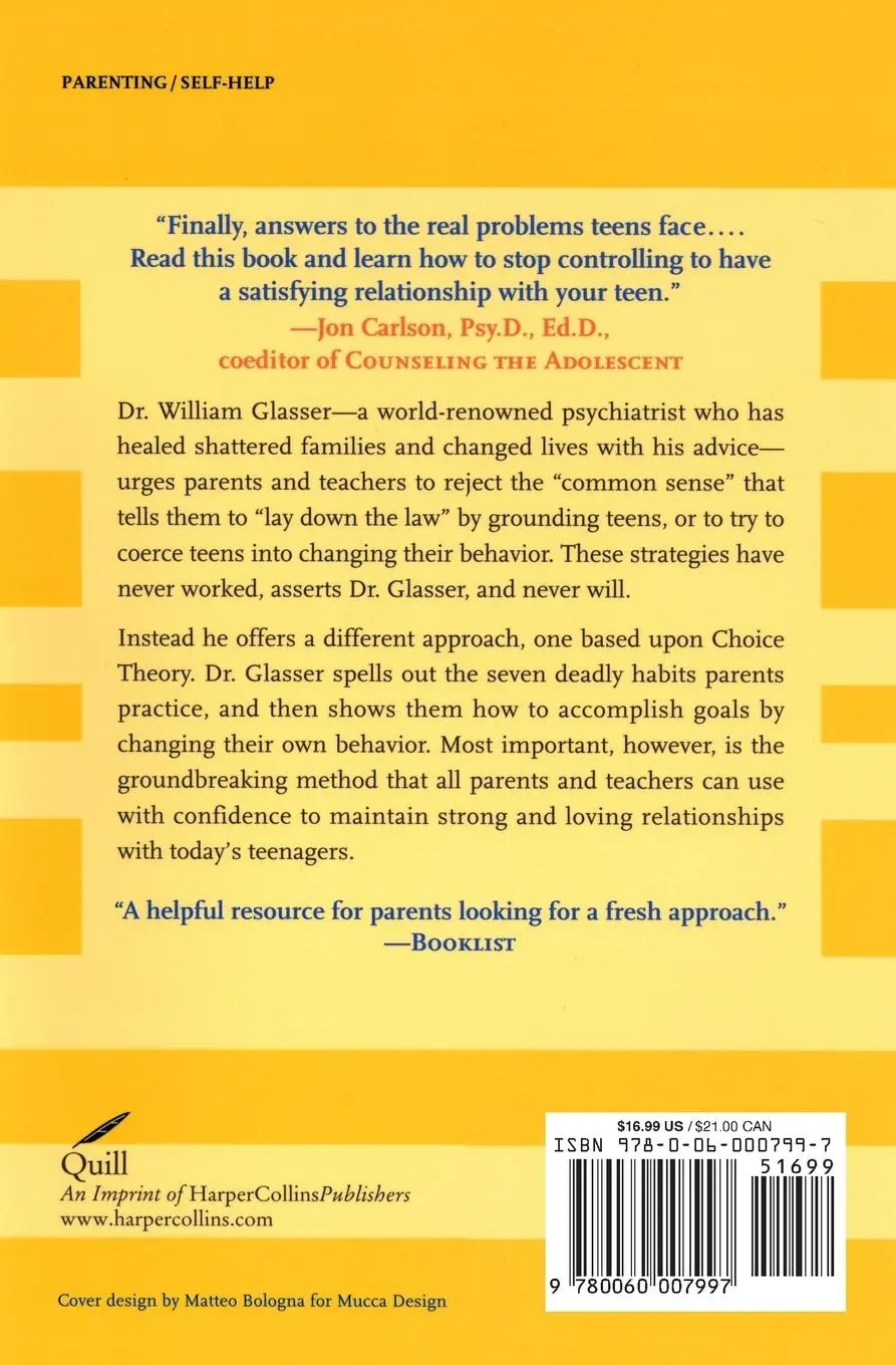 Rückseite: 9780060007997 | For Parents and Teenagers | William Glasser | Taschenbuch | Englisch