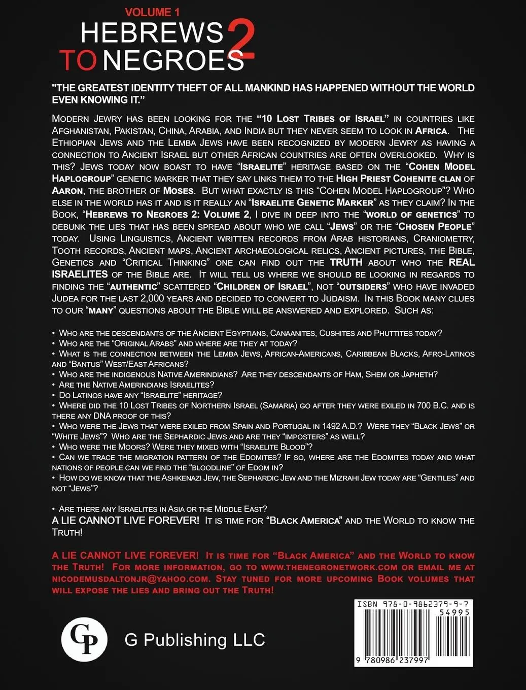 Rückseite: 9780986237997 | Hebrews to Negroes 2 | WAKE UP BLACK AMERICA! Volume 1 | Ronald Dalton