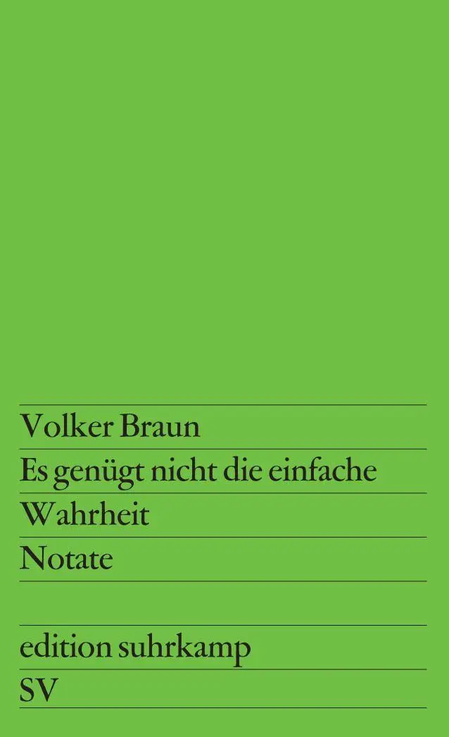 Cover: 9783518107997 | Es genügt nicht die einfache Wahrheit | Notate | Volker Braun | Buch