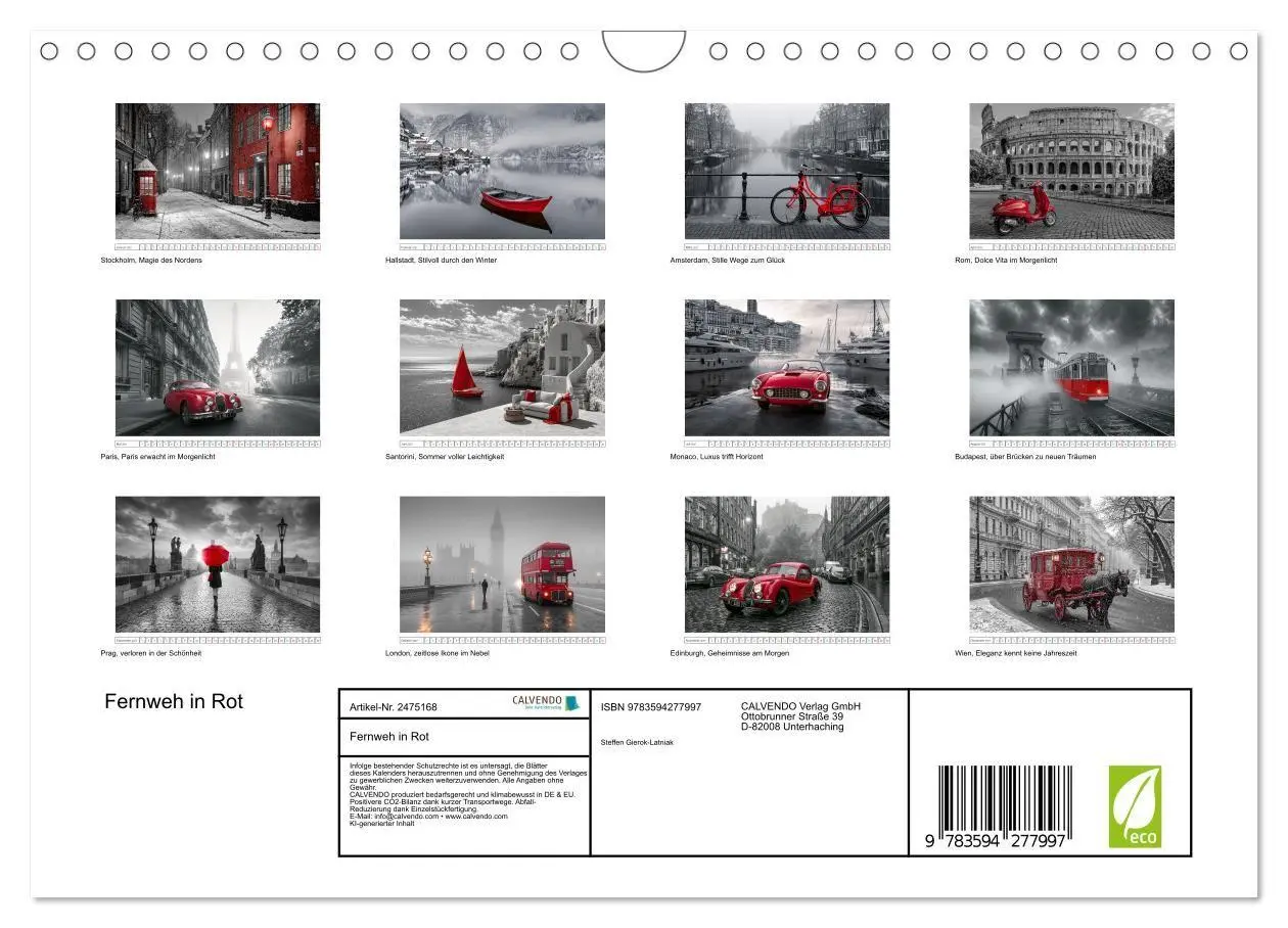 Bild: 9783594277997 | Fernweh in Rot (Wandkalender 2027 DIN A4 quer), CALVENDO...