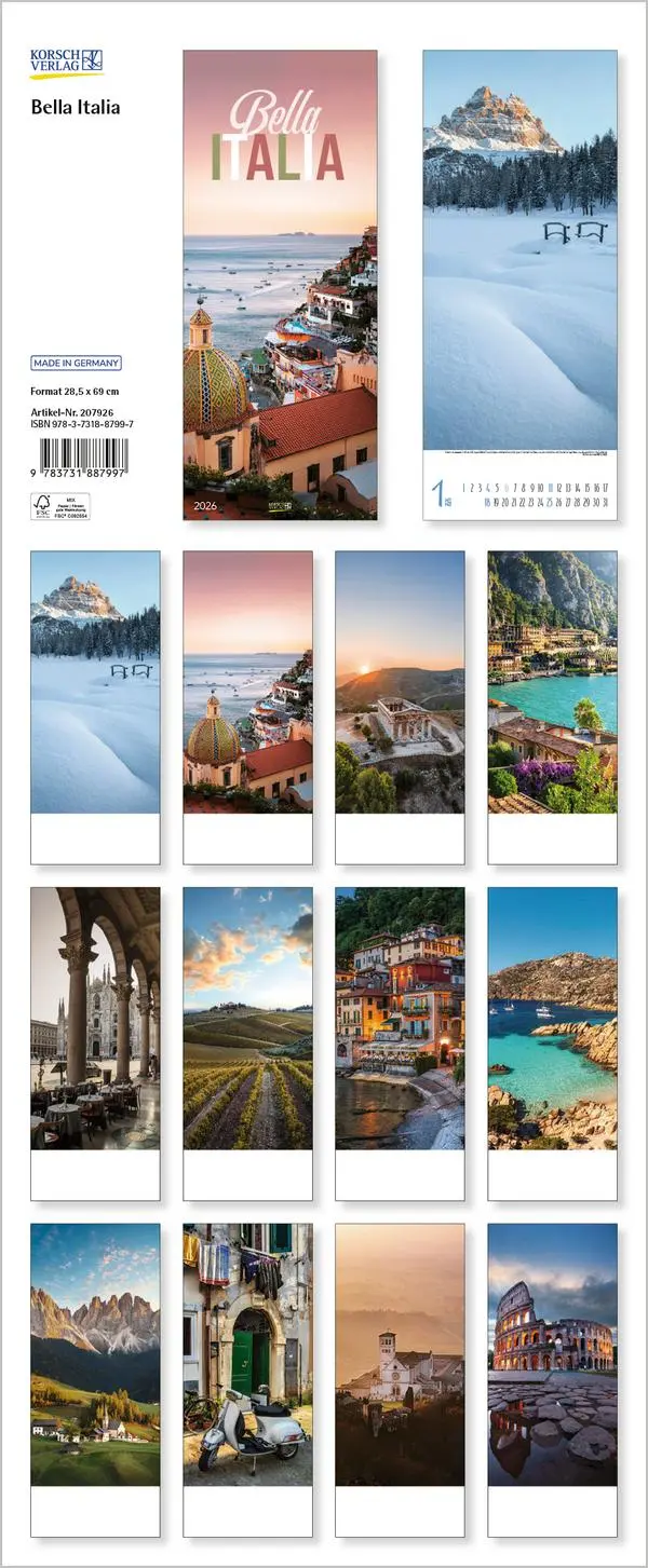 Bild: 9783731887997 | Bella Italia 2026 | Verlag Korsch | Kalender | 14 S. | Deutsch | 2026