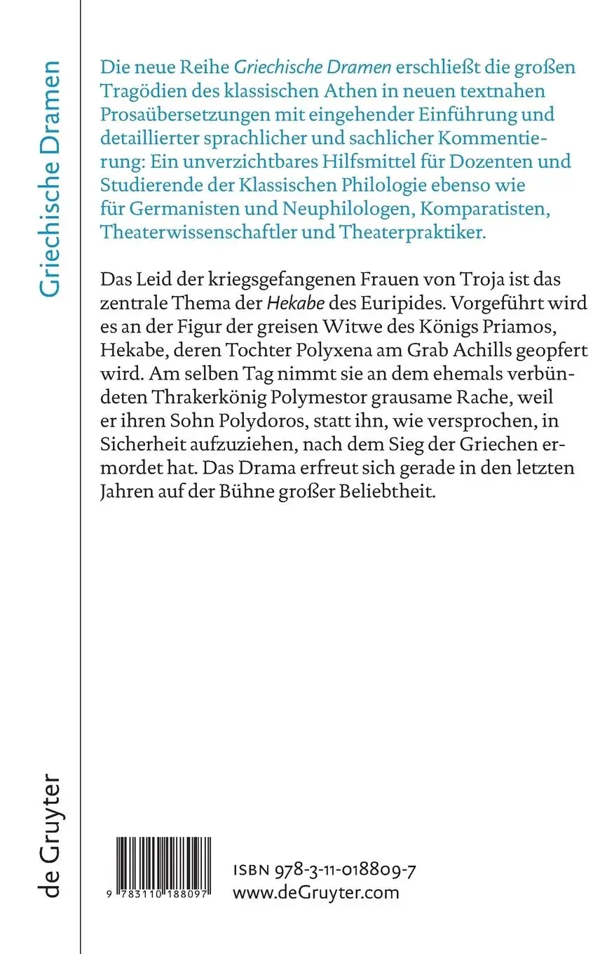 Rückseite: 9783110188097 | Hekabe | Euripides | Buch | X | Deutsch | 2008 | De Gruyter
