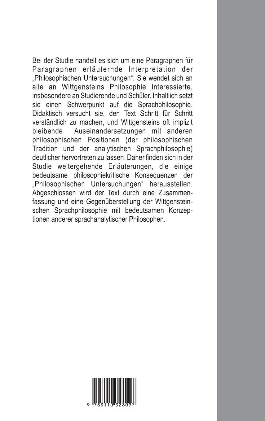 Rückseite: 9783110328097 | Wittgensteins Sprachphilosophie in den "Philosophischen...