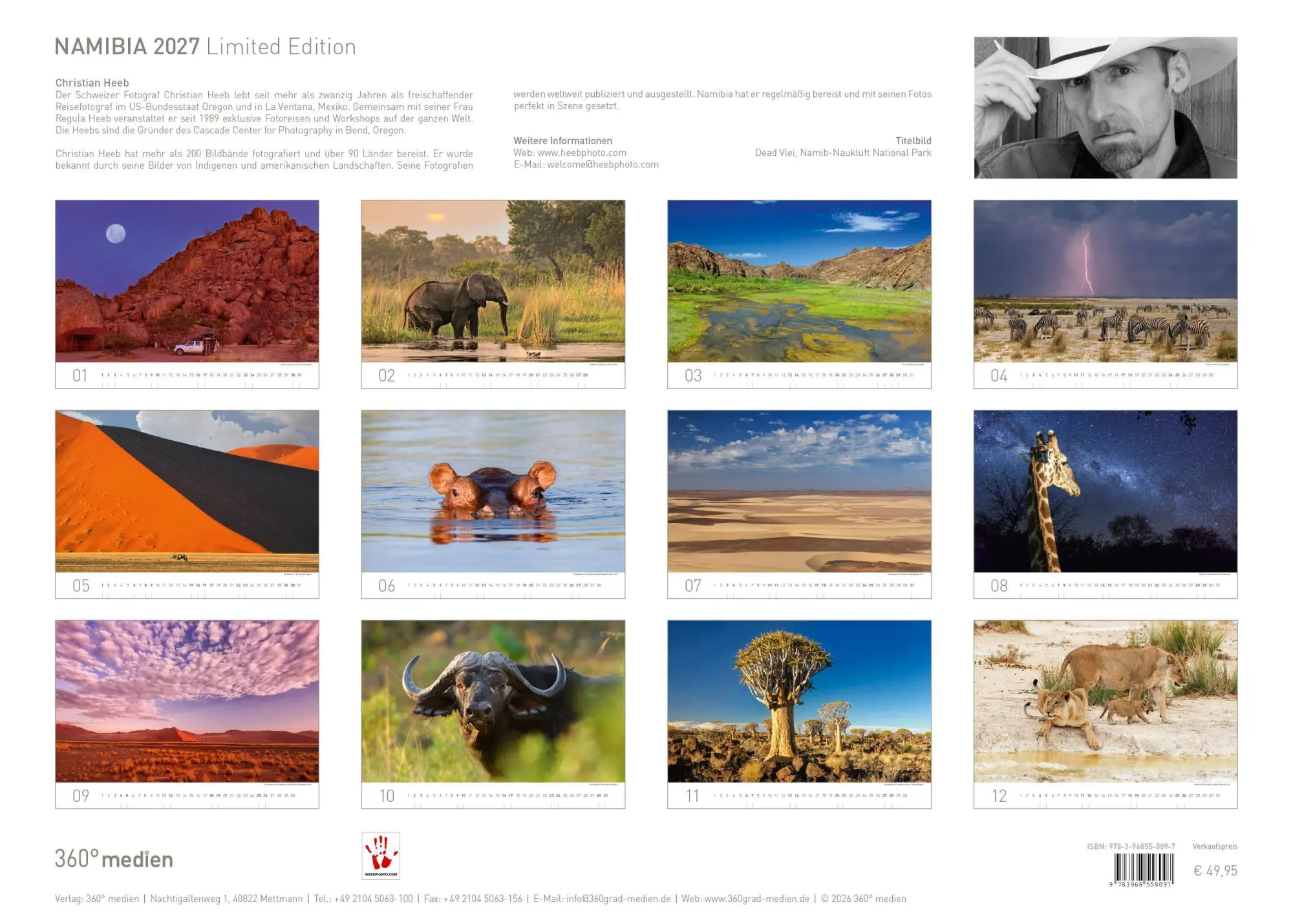 Bild: 9783968558097 | Namibia Exklusivkalender 2027 | Christian Heeb | Kalender | 14 S.