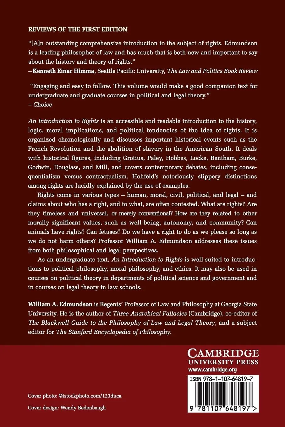 Rückseite: 9781107648197 | An Introduction to Rights | William A. Edmundson | Taschenbuch | 2018