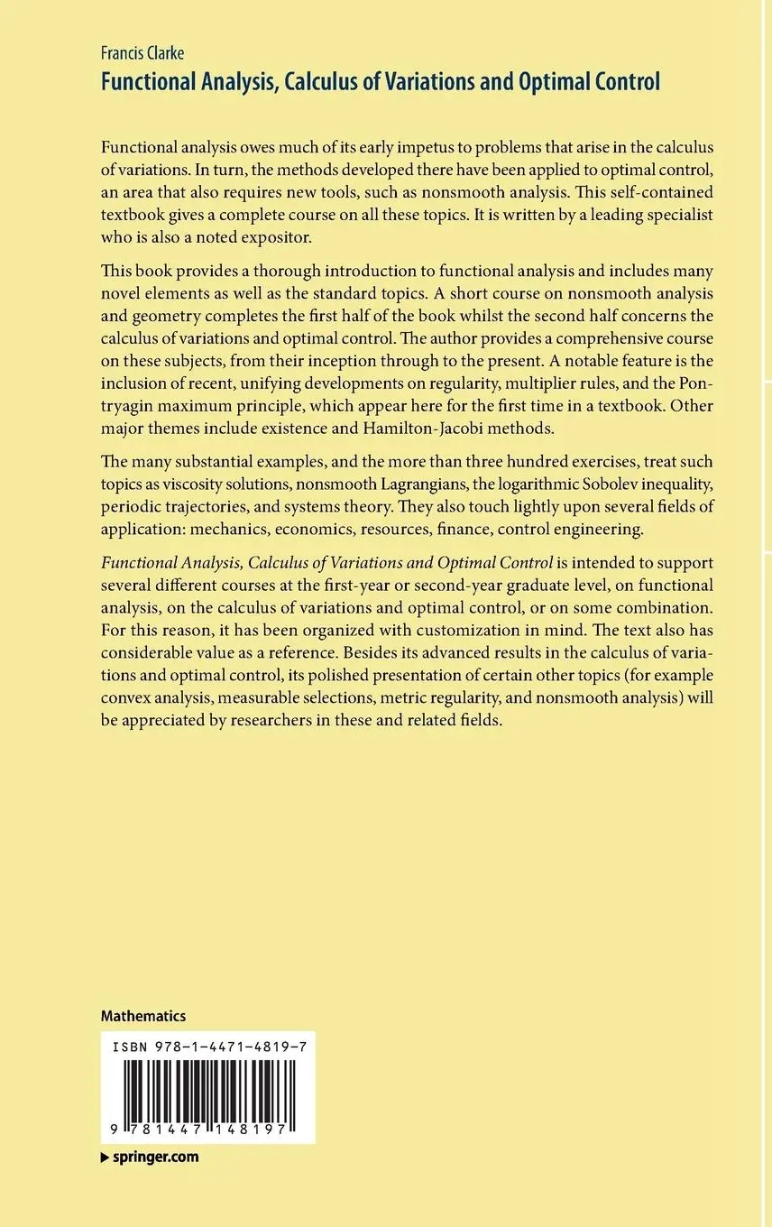 Rückseite: 9781447148197 | Functional Analysis, Calculus of Variations and Optimal Control | Buch