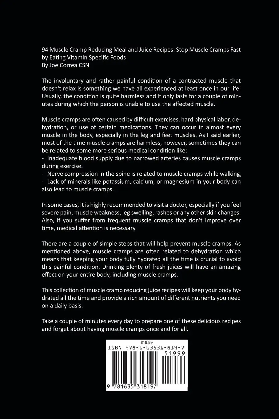 Rückseite: 9781635318197 | 94 Muscle Cramp Reducing Meal and Juice Recipes | Joe Correa | Buch