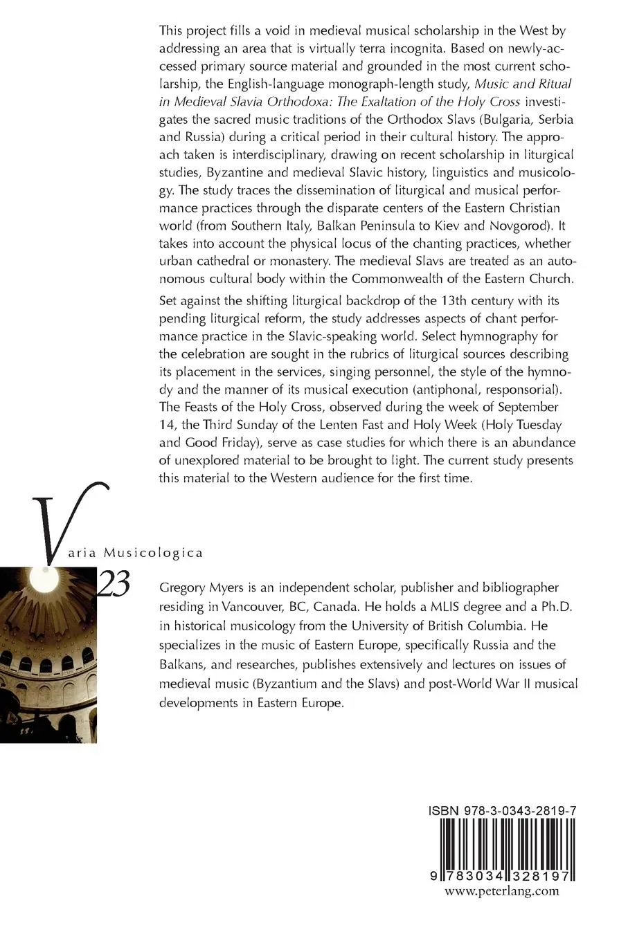 Rückseite: 9783034328197 | Music and Ritual in Medieval Slavia Orthodoxa | Gregory Myers | Buch