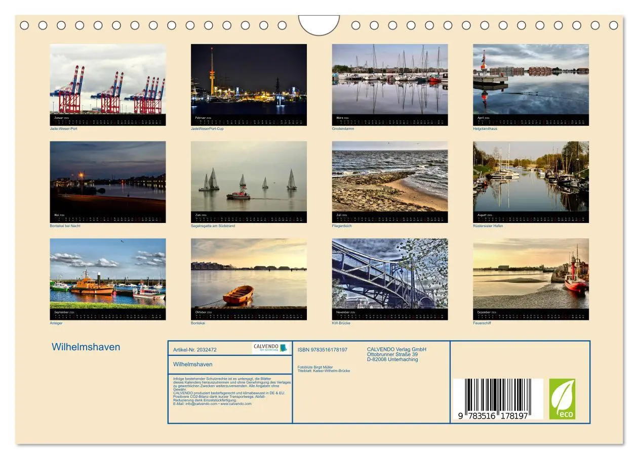 Bild: 9783516178197 | Wilhelmshaven (Wandkalender 2026 DIN A4 quer), CALVENDO Monatskalender