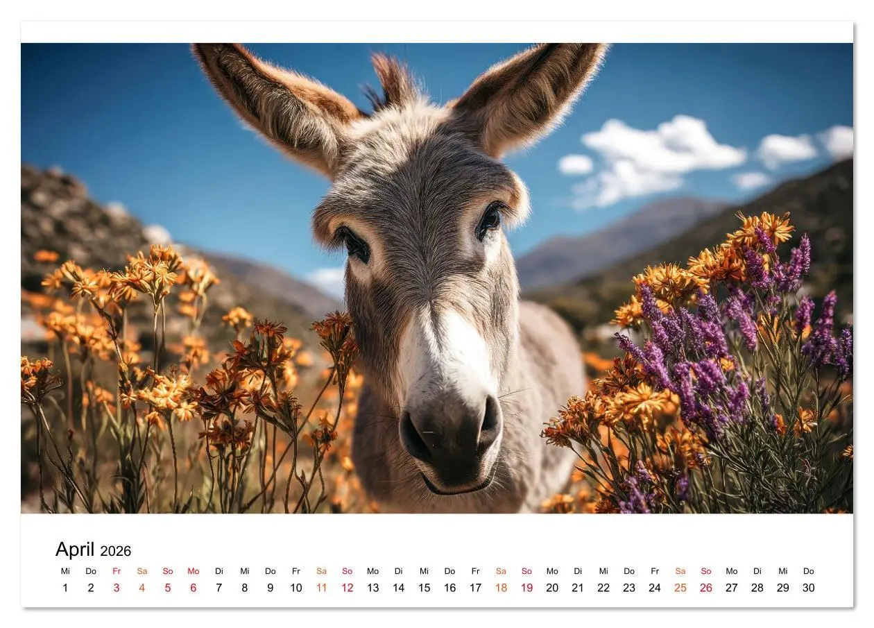 Bild: 9783516628197 | Esel - sanfte Seelen, große Ohren (Tischkalender 2026 DIN A5 quer),...