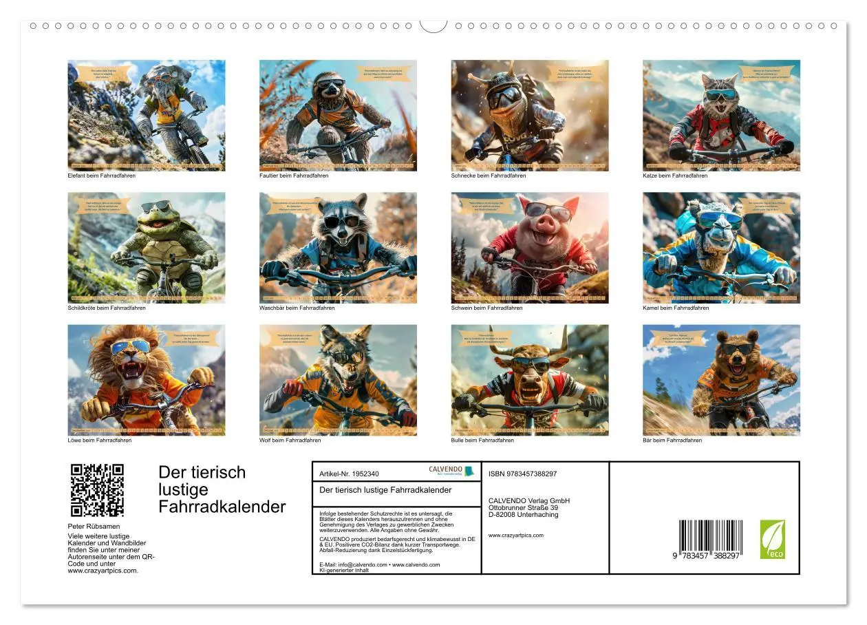 Bild: 9783457388297 | Der tierisch lustige Fahrradkalender (hochwertiger Premium...