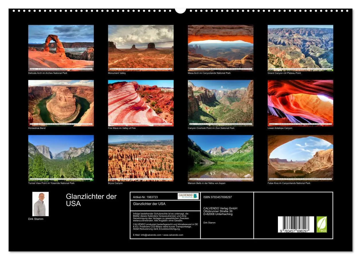 Bild: 9783457698297 | Glanzlichter der USA (hochwertiger Premium Wandkalender 2026 DIN A2...