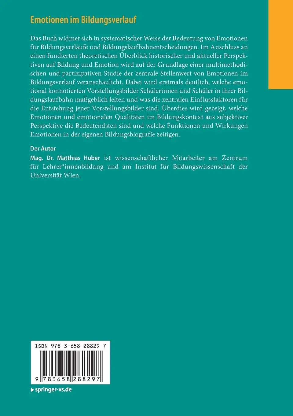 Rückseite: 9783658288297 | Emotionen im Bildungsverlauf | Entstehung, Wirkung und Interpretation